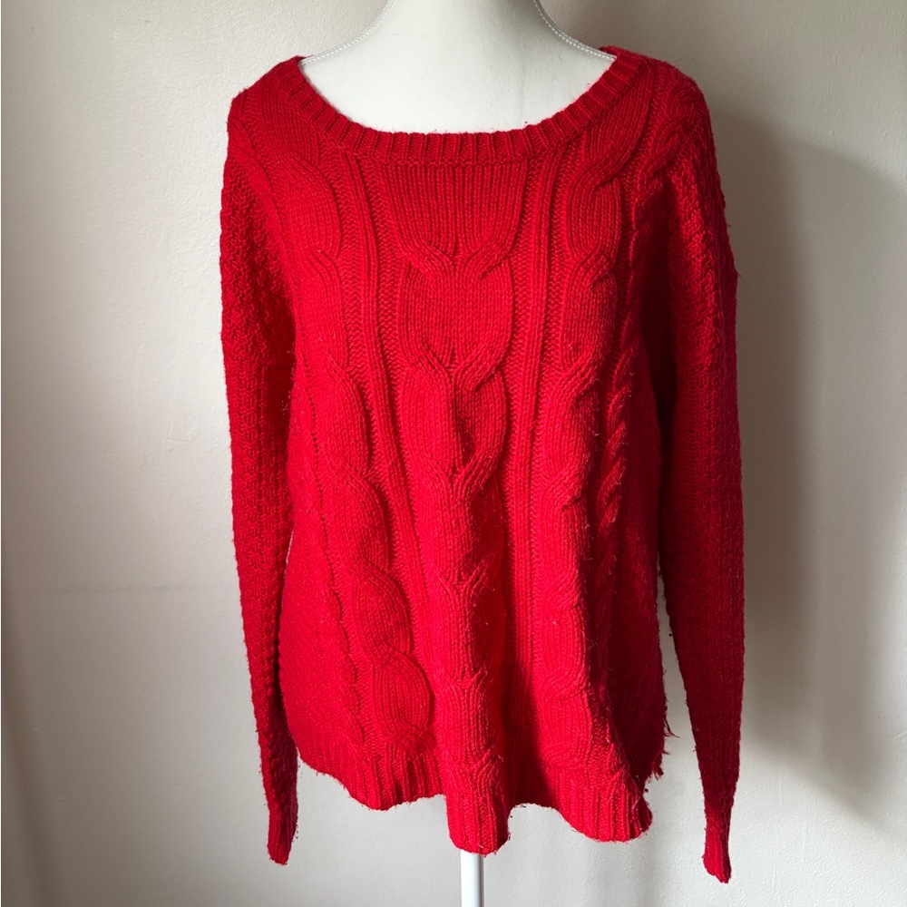 SO Women's Red Cable Knit Sweater